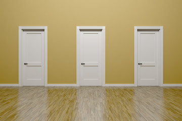 beige wall and three doors background