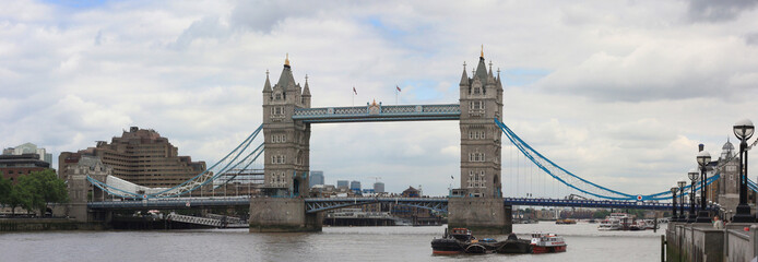 Panoramic view of Tower Bridge, London, UK