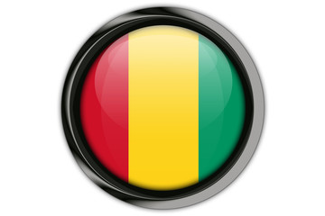Guinea  flag in the button pin Isolated on White Background