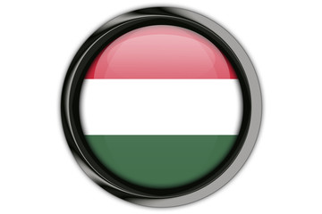 Hungary flag in the button pin Isolated on White Background