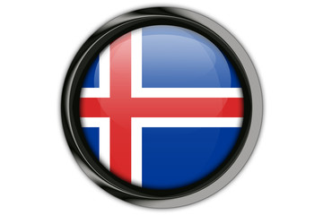 Obraz premium Iceland flag in the button pin Isolated on White Background