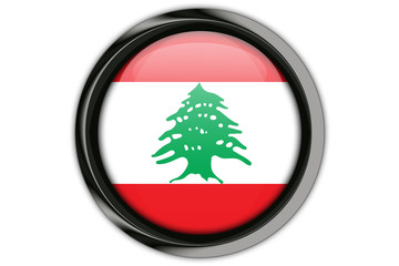 Lebanon  flag in the button pin Isolated on White Background
