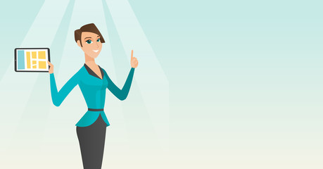 Student using tablet computer vector illustration.