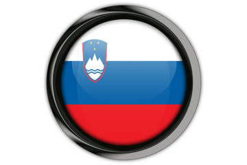 Slovenia flag in the button pin Isolated on White Background