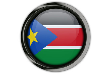 South Sudan flag in the button pin Isolated on White Background