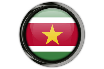 Suriname flag in the button pin Isolated on White Background