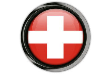 Fototapeta premium Switzerland flag in the button pin Isolated on White Background