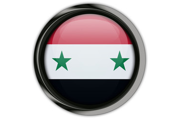Syria flag in the button pin Isolated on White Background