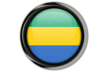 Gabon flag in the button pin Isolated on White Background
