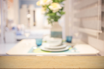 Blurred background of dining room.