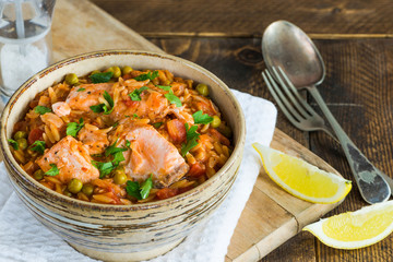Salmon and orzo stew