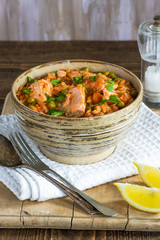 Salmon and orzo stew