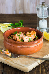 Salmon and orzo stew