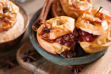 Fruit dessert baked apple 