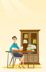 Fototapeta premium Student reading book vector illustration.