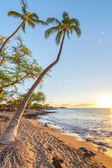 Amazing sunset in a Hawaiian beach