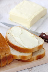 Bread with butter for breakfast