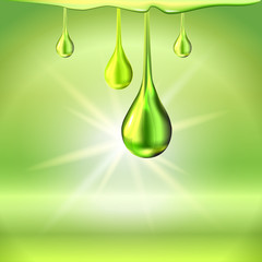 Green oil drops shiny sparkles