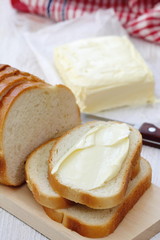 Bread with butter for breakfast