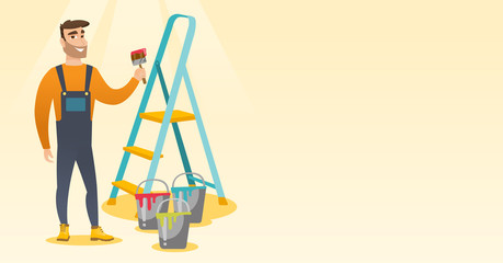 Painter with paint brush vector illustration.