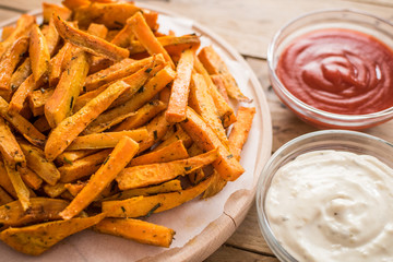 Healthy sweet potato, baked fries.