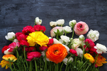 Top view of beautiful flowers arrangement