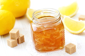 Lemon jam in jar