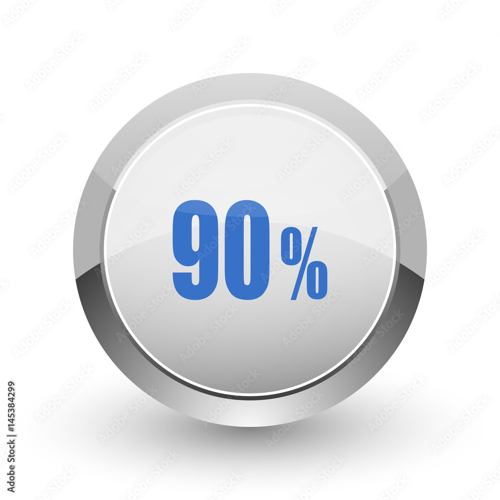 Poster 90 percent chrome border web and smartphone apps design round glossy icon.