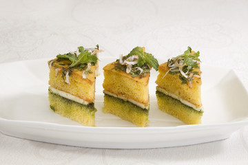 Indian Food Dhokla with Chees