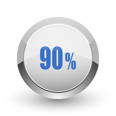 90 percent chrome border web and smartphone apps design round glossy icon.