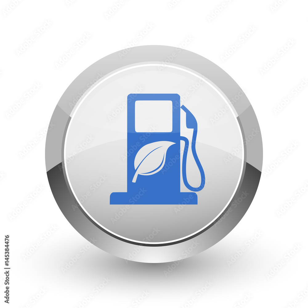 Poster biofuel chrome border web and smartphone apps design round glossy icon.