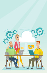 People working in office vector illustration.