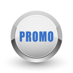 Promo chrome border web and smartphone apps design round glossy icon.