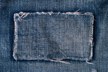 Patch on blue jeans
