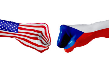 USA and Czech republic flag. Concept fight, business competition, conflict or sporting events