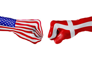 USA and Denmark flag. Concept fight, business competition, conflict or sporting events