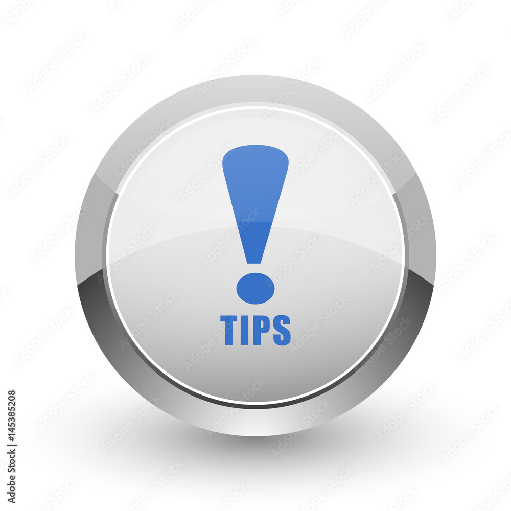 Aufkleber tips chrome border web and smartphone apps design round glossy icon.