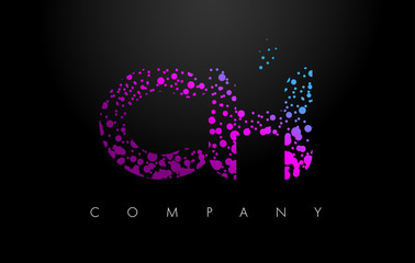 CH C H Letter Logo with Purple Particles and Bubble Dots