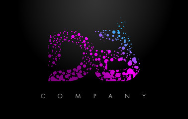 DB D B Letter Logo with Purple Particles and Bubble Dots
