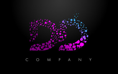 DD D D Letter Logo with Purple Particles and Bubble Dots