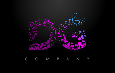 DG D G Letter Logo with Purple Particles and Bubble Dots