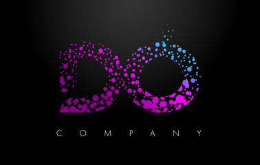 Fototapeta premium DO D O Letter Logo with Purple Particles and Bubble Dots