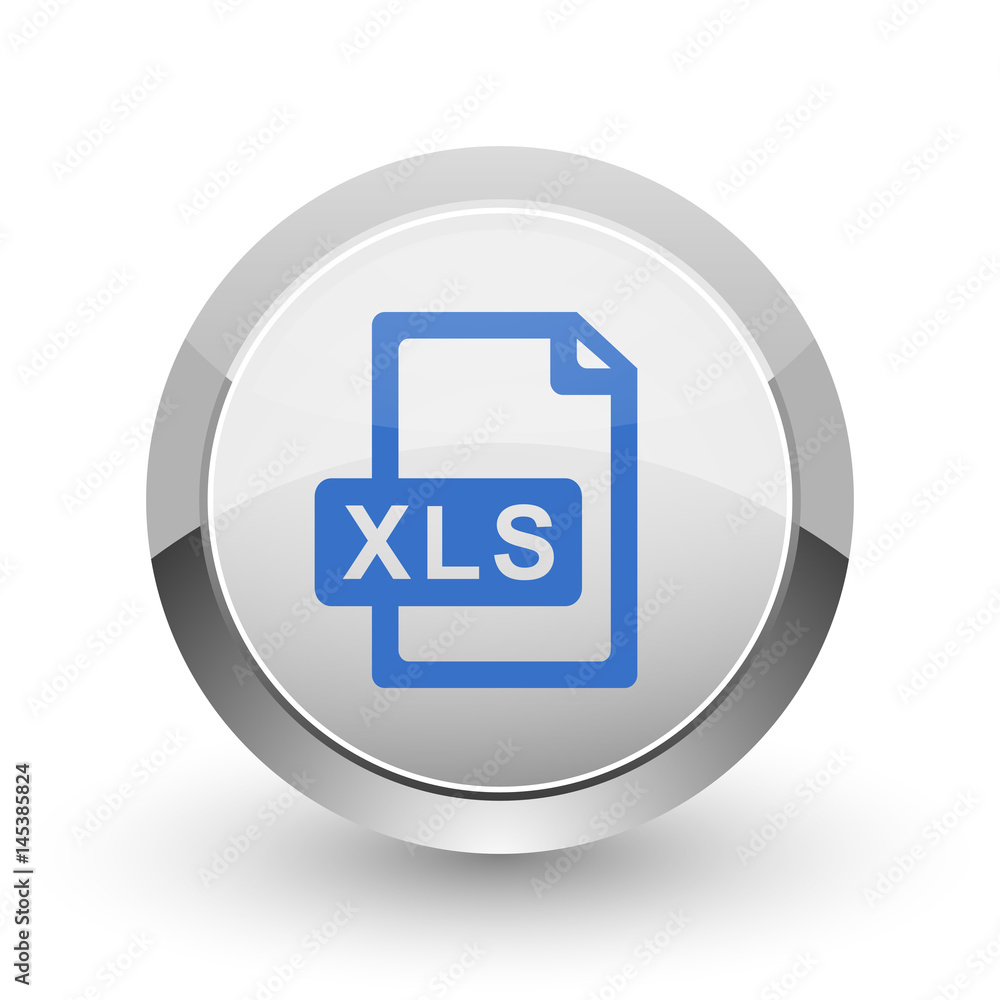 Poster Xls file chrome border web and smartphone apps design round glossy icon.