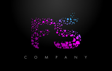 FS F S Letter Logo with Purple Particles and Bubble Dots