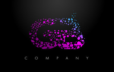 GB G B Letter Logo with Purple Particles and Bubble Dots