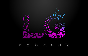 LG L G Letter Logo with Purple Particles and Bubble Dots