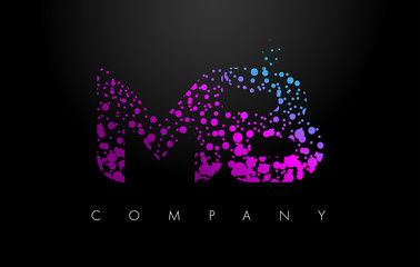 MB M B Letter Logo with Purple Particles and Bubble Dots