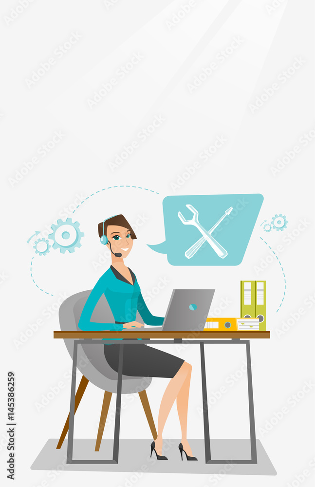 Poster technical support operator vector illustration.