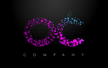 OC O C Letter Logo with Purple Particles and Bubble Dots