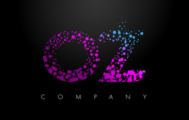 OZ O Z Letter Logo with Purple Particles and Bubble Dots